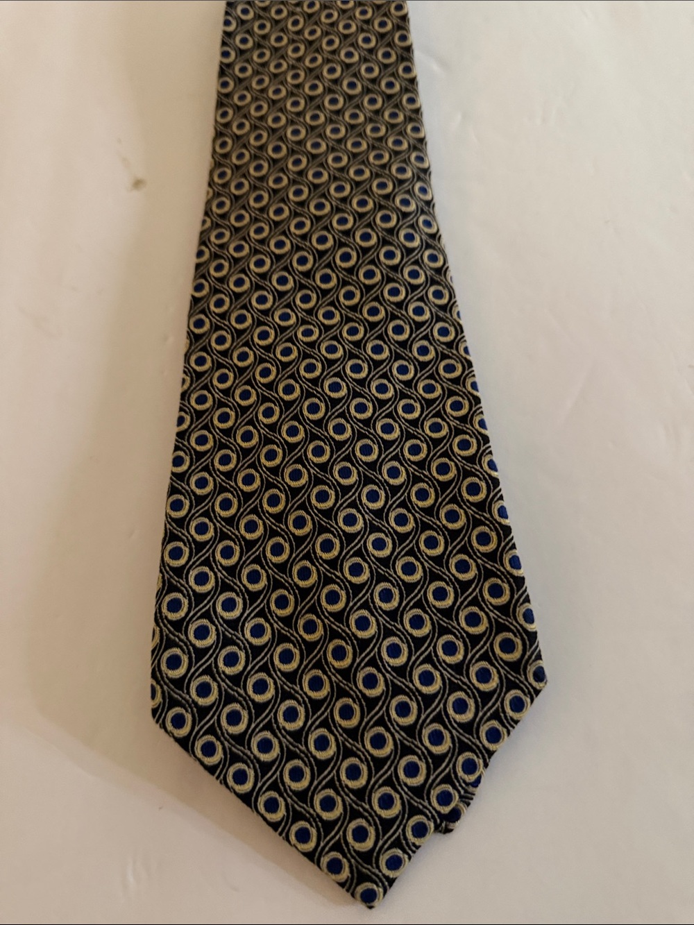 Polo by Ralph Lauren Navy and Cream Geometric Silk Tie